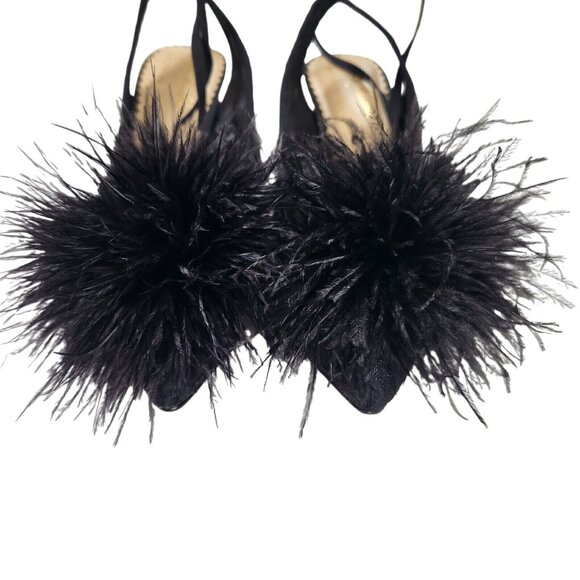 Antonio Melani Womens Size 6.5 Claire Ostrich Feathers Pom Ankle Wrap Pumps 303 - Picture 11 of 12